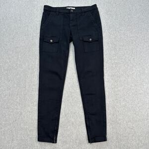 Joie Jeans WMNS 29 Black So-Real Skinny Cargo Pockets Mid Rise Ankle Zip Stretch